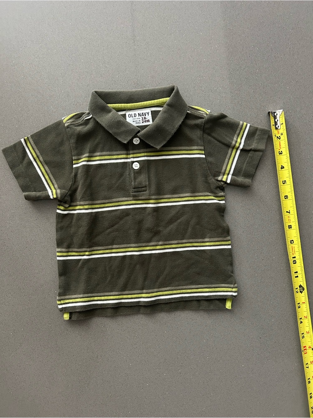 Old Navy Boys 18-24 Month Green Striped Polo Shirt…